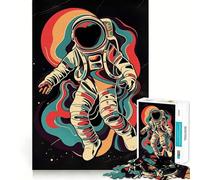 Puzzle rétro Astronaute 1000 pièces pour Adultes Renforce la mémoire, soulage Le Stress, qualité supérieure, Surprise d'anniversaire (50x75cm)