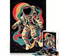 Puzzle rétro Astronaute 1000 pièces pour Adultes Renforce la mémoire, soulage Le Stress, qualité supérieure, Surprise d'anniversaire (50x75cm)