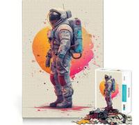 Puzzle rétro Astronaute pour Adolescents 1000 pièces Stimule la mémoire Temps Serein Coupe Premium Cadeau d'anniversaire (50x75cm)