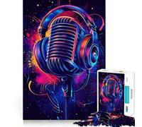 Puzzle rétro avec Microphone et Casque Audio, 1000 pièces, idéal pour Les Adolescents renforce la mémoire, apaise et détend, Bords Lisses, Cadeau Original (38x26cm)