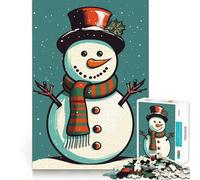 Puzzle rétro Bonhomme de Neige 1000 pièces pour Adolescents Stimule la mémoire Détente et Amusement Bords Lisses Liste de souhaits du Père Noël (50x75cm)