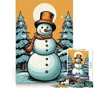 Puzzle rétro Bonhomme de Neige Difficile pour Adultes, 1000 pièces, Jouet de logique Pure, activité la Maison, découpe Nette, Joli Cadeau (38x26cm)