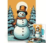 Puzzle rétro Bonhomme de Neige Difficile pour Adultes, 1000 pièces, Jouet de logique Pure, activité la Maison, découpe Nette, Joli Cadeau (38x26cm)