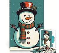 Puzzle rétro Bonhomme de Neige pour Adolescents, 1000 pièces, Jeu de logique Clair, Plaisir Lent, découpe Parfaite, Surprise d'anniversaire (38x26cm)
