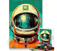 Puzzle rétro Casque d'astronaute 1000 pièces pour Adolescents, défi intellectuel, Jeu Relaxant et Amusant, découpe précise, Cadeau Festif (38x52cm)