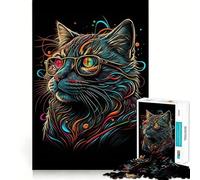 Puzzle rétro Chat à Lunettes pour Adultes, 1000 pièces, Jeu de réflexion, Loisir Calme, à Assembler, Cadeau de Noël (38x52cm)