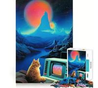 Puzzle rétro Chat-Ordinateur 1000 pièces pour Adolescents, Jeu de logique Stimulant, détente mentale, Bords Nets, Cadeau élégant (38x52cm)