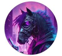 Puzzle rétro Cheval 1000 pièces, Puzzle Rond 1000 pièces, idéal pour la décoration intérieure, l'entraînement cérébral et Les fêtes de Fin d'année, 67,5 x 67,5 cm