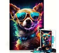 Puzzle rétro Chihuahua 1000 pièces pour Adultes Renforce la mémoire, soulage Le Stress, qualité supérieure, Surprise d'anniversaire (50x75cm)