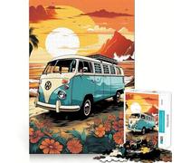 Puzzle rétro Combi VW, Voyage à la Plage, Adolescents, 1000 pièces, Jeu de logique, Divertissement d'intérieur, Bords de qualité supérieure, Cadeau mémorable (50x75cm)