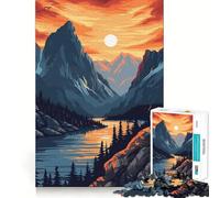 Puzzle rétro Coucher de Soleil sur la Montagne, 1000 pièces, pour Adolescents amélioration de la mémoire, détente et Loisirs créatifs (38x26cm)