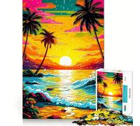 Puzzle rétro Coucher de Soleil sur la Plage, 1000 pièces, pour Adolescents, Jeu intellectuel, détente mentale, découpe de qualité, Cadeau de Vacances (38x52cm)