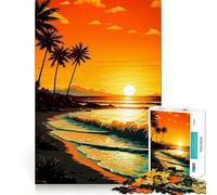 Puzzle rétro Coucher de Soleil sur la Plage pour Adolescents, 1000 pièces, Jouet Anti-Stress, Bords tranchants, Cadeau d'anniversaire (38x52cm)