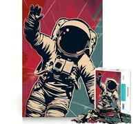 Puzzle rétro d'astronaute de 1000 pièces pour Adolescents, Jeu de logique Stimulant, Divertissement d'intérieur, Bords de qualité supérieure, Cadeau mémorable (38x26cm)