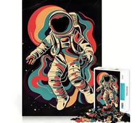 Puzzle rétro d'astronaute pour Adolescents, 1000 pièces, pour stimuler la mémoire, soulager la Tension, Bords serrés, Belle œuvre d'art (38x52cm)