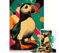 Puzzle rétro de 1000 pièces avec Illustration de macareux, idéal pour Les Adolescents Un Jeu de logique Stimulant et Relaxant, aux Bords Nets et élégant (38x26cm)
