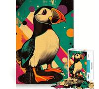 Puzzle rétro de 1000 pièces avec Illustration de macareux, pour Adultes et Adolescents, Jeu intellectuel, à Partager à la Maison, qualité et découpe Classiques (50x75cm)