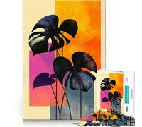Puzzle rétro de 1000 pièces avec Motif géométrique Pop Art et Feuilles de Monstera, idéal pour Adultes Jeu Intelligent et Calme, Assembler Un Cadeau Parfait (38x26cm)