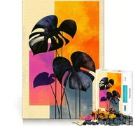 Puzzle rétro de 1000 pièces avec Motif géométrique Pop Art et Feuilles de Monstera, idéal pour Les Adolescents Jeu de réflexion Relaxant, découpe soignée, Cadeau raffiné (38x52cm)