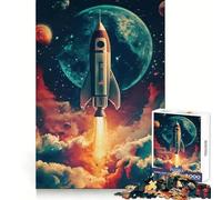 Puzzle rétro de 1000 pièces Lancement de fusée pour Adolescents renforce la mémoire, Divertissement paisible, Bords de qualité, (38x26cm)