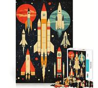 Puzzle rétro de 1000 pièces Lancement de fusée pour Adultes, Jeu de logique Fine, Loisirs, Bords Nets, Objet de Collection (38x26cm)