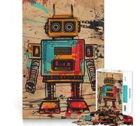 Puzzle rétro de 1000 pièces Petit Robot Mignon pour Adolescents, Jeu de logique Puissant, Moment Serein, Bords Nets, Cadeau créatif (38x52cm)