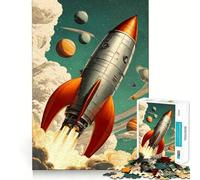 Puzzle rétro de 1000 pièces pour Adultes : Fusée Spatiale, idéal pour stimuler la mémoire et se détendre Découpe Lisse Cadeau d'anniversaire (38x26cm)