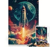 Puzzle rétro de 1000 pièces pour Adultes Lancement de fusée Stimule la mémoire Attente à la Concentration Cadeau créatif (50x75cm)