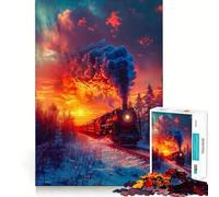 Puzzle rétro de 1000 pièces pour Adultes Locomotive, Difficile réaliser Améliore la mémoire, détend l'esprit, Bords Nets, Cadeau élégant (50x75cm)