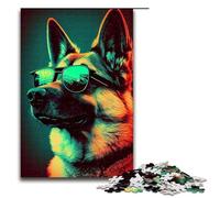 Puzzle rétro de 1000 pièces représentant Un Berger Allemand idéal comme Cadeau de Noël pour Adultes et Adolescents à partir de 14 Ans Dimensions 75x50cm