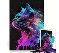 Puzzle rétro de 1000 pièces représentant Un Chat, idéal pour Adultes Un Jeu Stimulant pour l'esprit, Une Source d'inspiration et de Calme Pièce de Collection de qualité, découpée avec Soin (38x52cm)