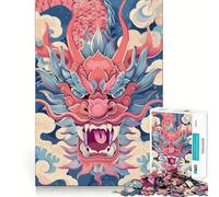 Puzzle rétro de 1000 pièces représentant Un Dragon Chinois, idéal pour Adultes Découpe Lisse, Parfait pour stimuler la mémoire et se détendre Cadeau d'anniversaire idéal (38x52cm)