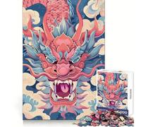 Puzzle rétro de 1000 pièces représentant Un Dragon Chinois, idéal pour Adultes Découpe Lisse, Parfait pour stimuler la mémoire et se détendre Cadeau d'anniversaire idéal (38x52cm)