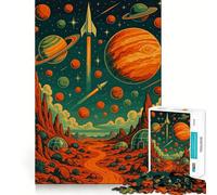 Puzzle rétro de 1000 pièces représentant Un Paysage Spatial avec des planètes, idéal pour Les Adolescents Un Jeu Mental Anti-Stress de qualité supérieure, Un Cadeau Exquis (38x52cm)