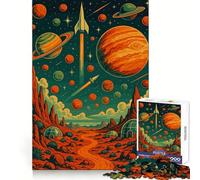 Puzzle rétro de 1000 pièces représentant Un Paysage Spatial avec des planètes, idéal pour Les Adolescents Un Jeu Mental Anti-Stress de qualité supérieure, Un Cadeau Exquis (38x52cm)