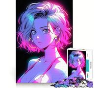 Puzzle rétro de 1000 pièces représentant Une Belle Adolescente d'anime Jeu de logique Stimulant Amusant en intérieur Bordure Premium Cadeau mémorable (38x52cm)