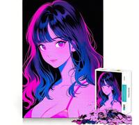 Puzzle rétro de 1000 pièces représentant Une Belle Fille d'anime, Un Jeu de logique Complexe pour Adultes, Un pour se détendre et s'amuser (38x52cm)