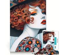 Puzzle rétro de 1000 pièces représentant Une Belle rousse, idéal pour Les Adolescents Un Jeu de réflexion Amusant pour se détendre et Passer Un Bon Moment Cadeau Parfait pour Les fêtes (38x26cm)