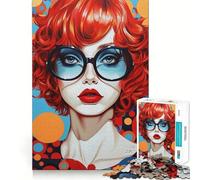 Puzzle rétro de 1000 pièces représentant Une Jeune Fille à Lunettes, idéal pour Les Adolescents Ce Puzzle stimule la mémoire, soulage la Tension et Offre Une Belle qualité d'art (50x75cm)