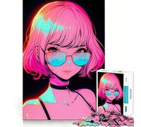 Puzzle rétro de 1000 pièces représentant Une Magnifique Fille d'anime, idéal pour Les Adolescents Décoration Murale apaisante et Amusante aux découpes nettes (38x52cm)