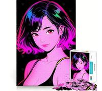 Puzzle rétro de 1000 pièces représentant Une Magnifique Fille d'anime, idéal pour Les Adolescents Décoration Murale apaisante et Amusante aux découpes nettes (50x75cm)