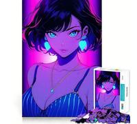 Puzzle rétro de 1000 pièces représentant Une Magnifique Fille d'anime, idéal pour Les Adultes Jeu intellectuel, Relaxant et Amusant Découpe précise Cadeau de Noël (50x75cm)