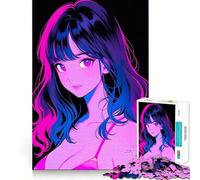 Puzzle rétro de 1000 pièces représentant Une Magnifique Fille d'anime pour Adultes Jeu de réflexion Anti-anxiété Objet de Collection aux découpes soignées (38x26cm)