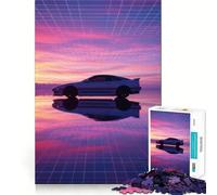 Puzzle rétro de 1000 pièces représentant Une Voiture au Coucher du Soleil, idéal pour Les Adolescents Jouet Anti-Stress Intelligent et ludique, aux Bords tranchants Cadeau d'anniversaire (38x52cm)