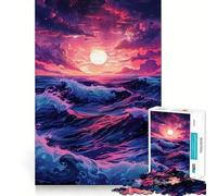 Puzzle rétro de 1000 pièces sur Le thème des Vagues de Plage, idéal pour Les Adolescents Jeu de logique et de Construction de Train, Silencieux et Amusant, découpe Nette, Un Joli Cadeau (50x75cm)