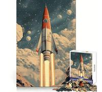 Puzzle rétro de 1000 pièces sur Le thème du Lancement de fusées, idéal pour Les Adolescents Jeu de logique et de Train, Divertissement et découpe Lisse Cadeau Original (38x26cm)