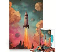 Puzzle rétro de 1000 pièces sur Le thème du Lancement de fusées spatiales, pour Adultes et Adolescents À Construire Lentement et à apprécier Découpe précise Pièce de Collection Artistique (38x52cm)