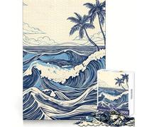 Puzzle rétro de 1000 pièces Vagues Bleues de l'océan pour Adultes, idéal pour développer sa mémoire et se détendre Design et Assemblage artistiques (38x52cm)