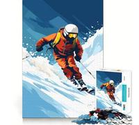 Puzzle rétro de Ski Shredding Snow 1000 pièces pour Adolescents Améliore la mémoire et Les Loisirs Découpe Solide Cadeau de Noël 38x52cm