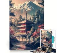 Puzzle rétro de Temple Japonais pour Adolescents, 1000 pièces, Jeu de réflexion, évasion Calme, Bords précis, Cadeau Exceptionnel (38x52cm)
